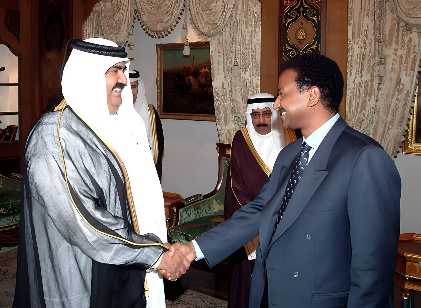مع الشيخ حمد بن خليفة آل ثاني في الدوحة، 2004
